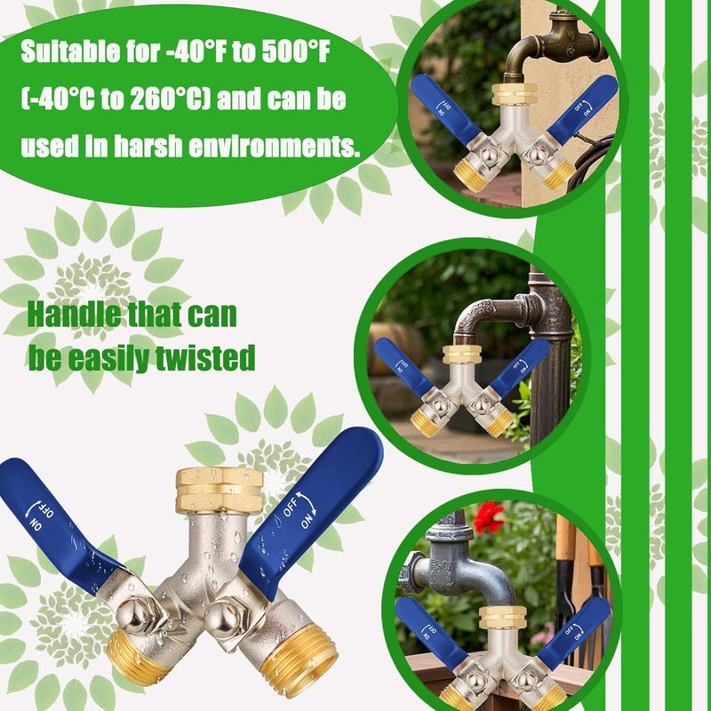 EJW Hose splitter, 2 way hose splitter, Garden hose splitters,Faucet splitters, Outdoor Faucet Splitter, 2 way Hose connector,Brass splitter 3/4” GHT Threads - Image 2
